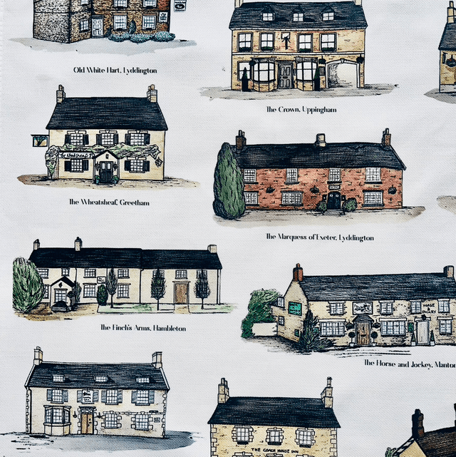 The Rutland Pub Crawl Tea Towel