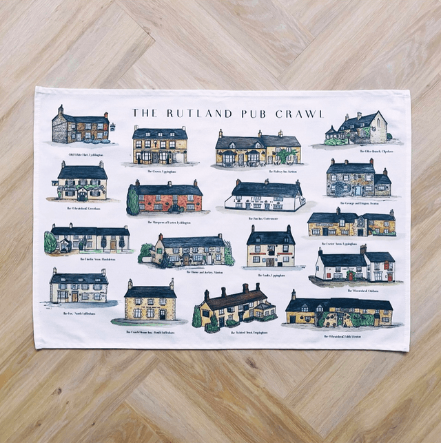 The Rutland Pub Crawl Tea Towel